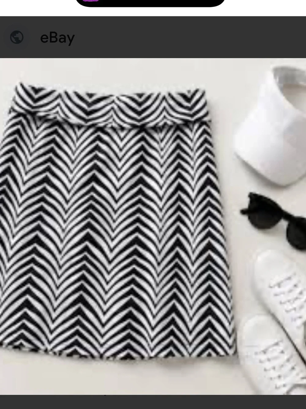 Ellie Kai Chevron Print Mini Skirt in Black and White. Super soft fabric. Medium